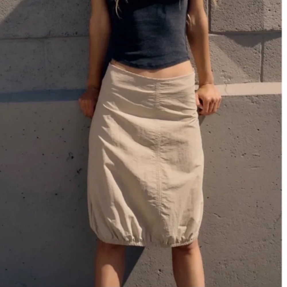 Zara Tan Knee-Length Bubble Skirt